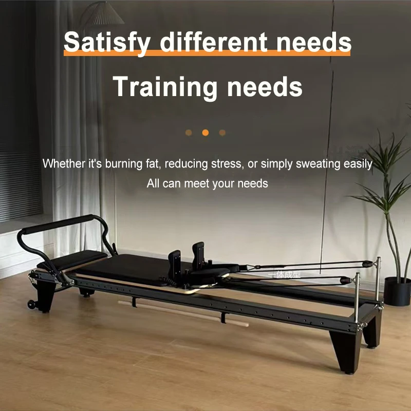 Aluminum Alloy Pilates Core Bed, High-End Customizable Small Black Bed, Semi Elevated 2-In-1 Pilates Reformer Fitness Yoga Bed view 3