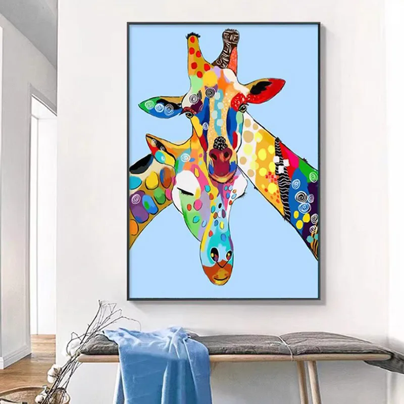 

Giraffe Posters with Framed Murals, Animal Posters, Printed Canvas Paintings, Modern Home Decor, Hanging Printed Murals, Family