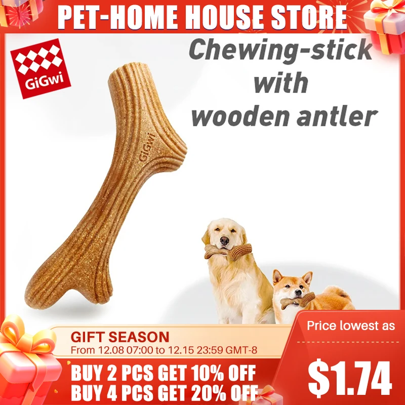 GiGwi Dog Chew Toy Real Wood Powder PP Dog Interactive Toy Tree Branch Dog Dental Chews Stick Pet Chewing Toys  Bone Dogs Gift