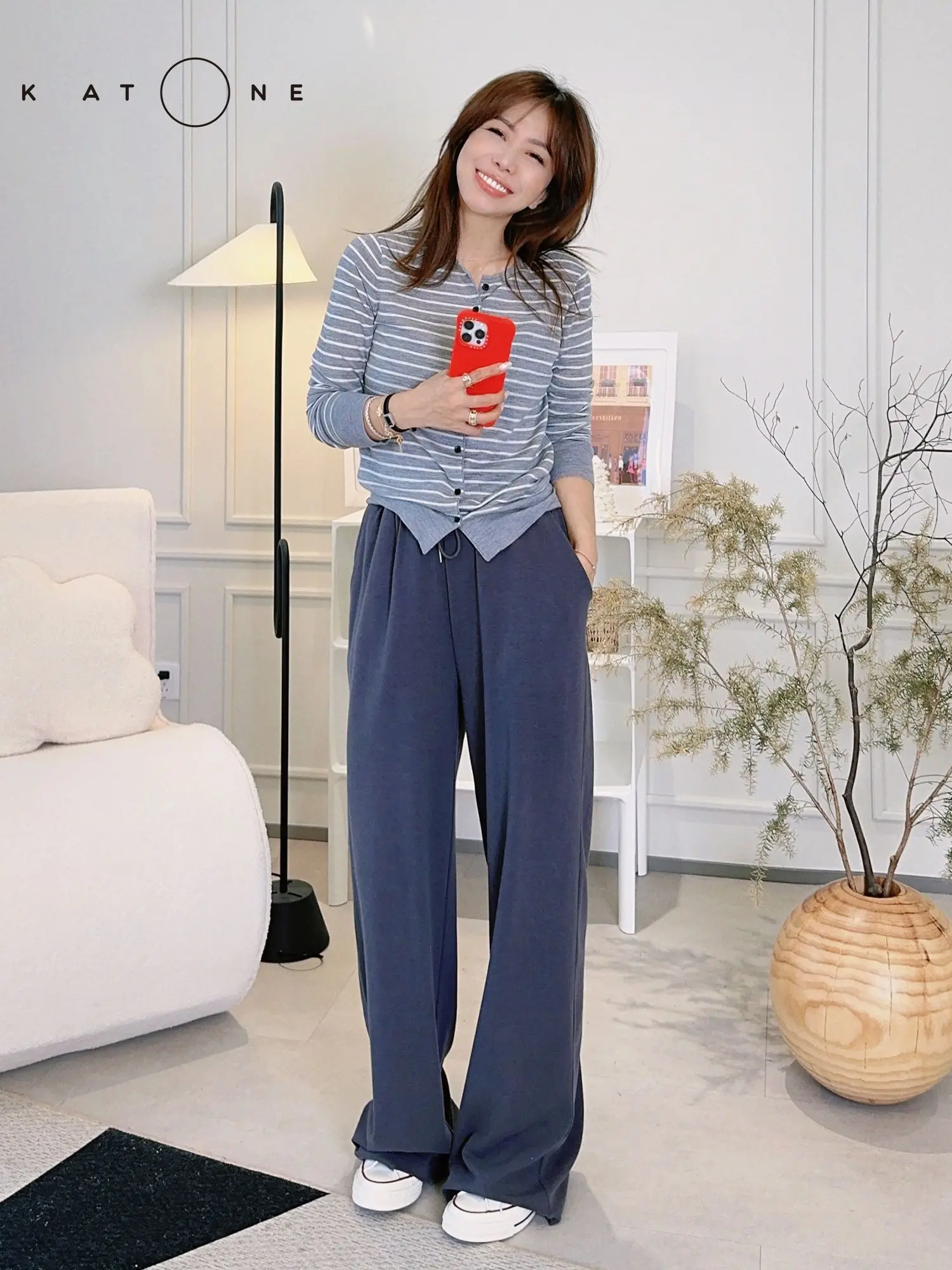 

Baatone Wide Leg Pants Elastic Waist Spring Commute Sle Ladies Faion Casual Trousers Comfortable Loose Fit Trousers