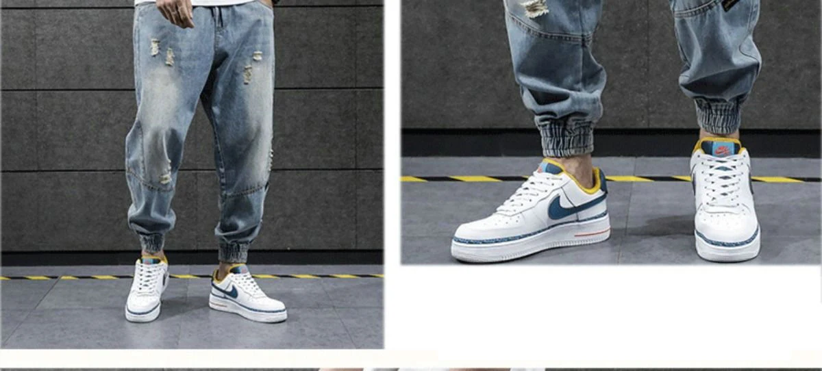 2024 New Hip Hop Harem Jeans Pants Men Loose Joggers Denim Casual Sweatpants Korea Ankle Length Trousers Streetwear Male Clothes