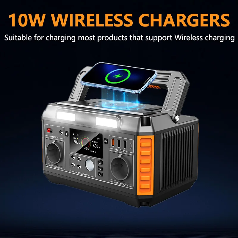 محطة طاقة محمولة 600 وات، 560 وات في الساعة، مولد طاقة شمسية احتياطية، شحن سريع، أداة شحن للتخييم الأساسية للأنشطة الخارجية