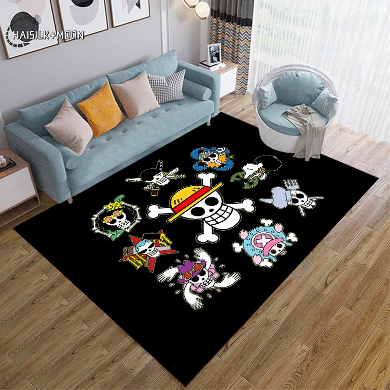 Japanese Anime ONE PIECE Logo Area Rug,Carpet for Living Room Bedroom Sofa Doormat Decoration,Non-slip Floor Bedroom Mat