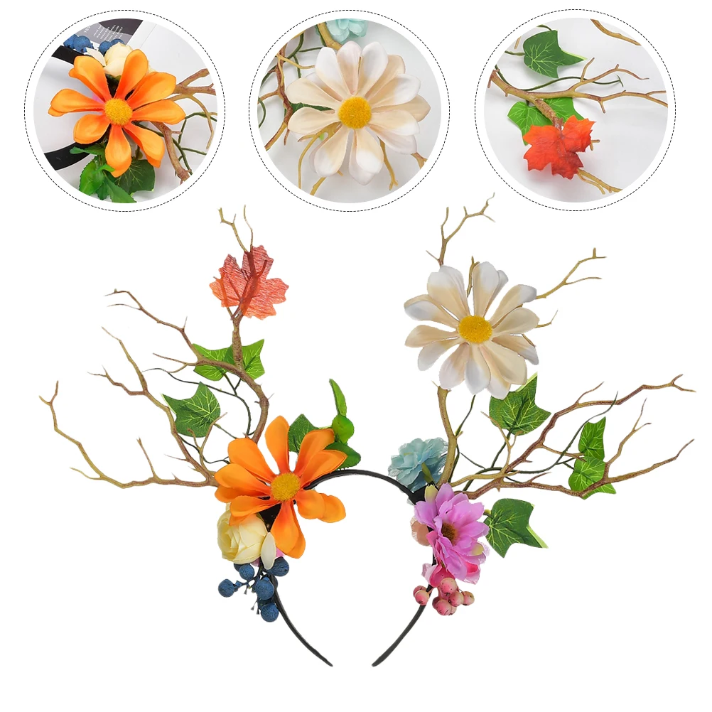 

1pc Antlers Hair Hoop Elastic Cosplay Headband Party Props Costume Decoration Floral Hair Accessories Performance Christmas