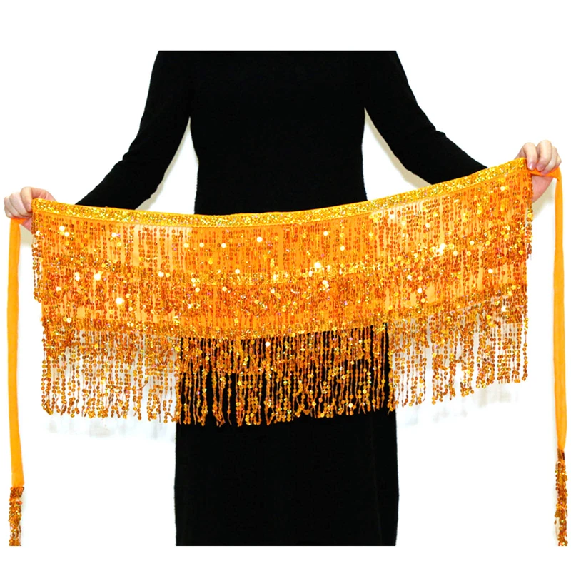 Sexy Latin Dance Hula Pailletten Taille Kette Mini Rock Kleid Karneval Party Bühne Leistung Shinny Quaste Bauchtanz Hüfte Schal – Detail 23