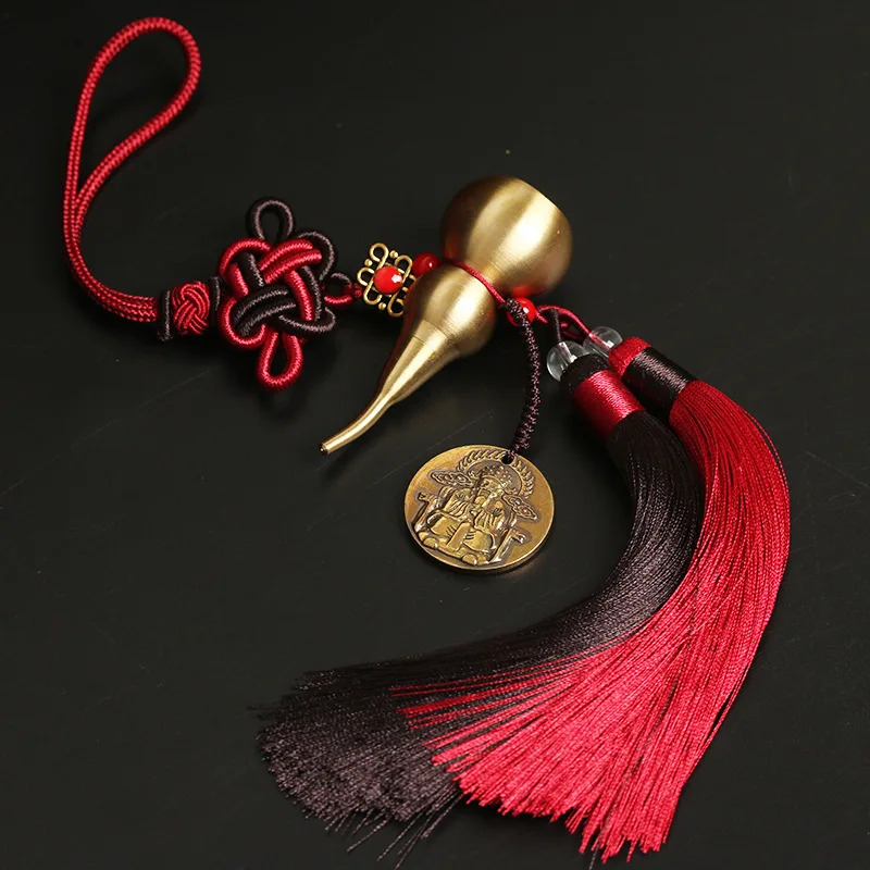 Chinese Knot Two-Color Tassel Copper Gourd Wuye Qing Dynasty Five Emperors' Coins Car Pendant Wutai Mountain Feng S S Backpack C