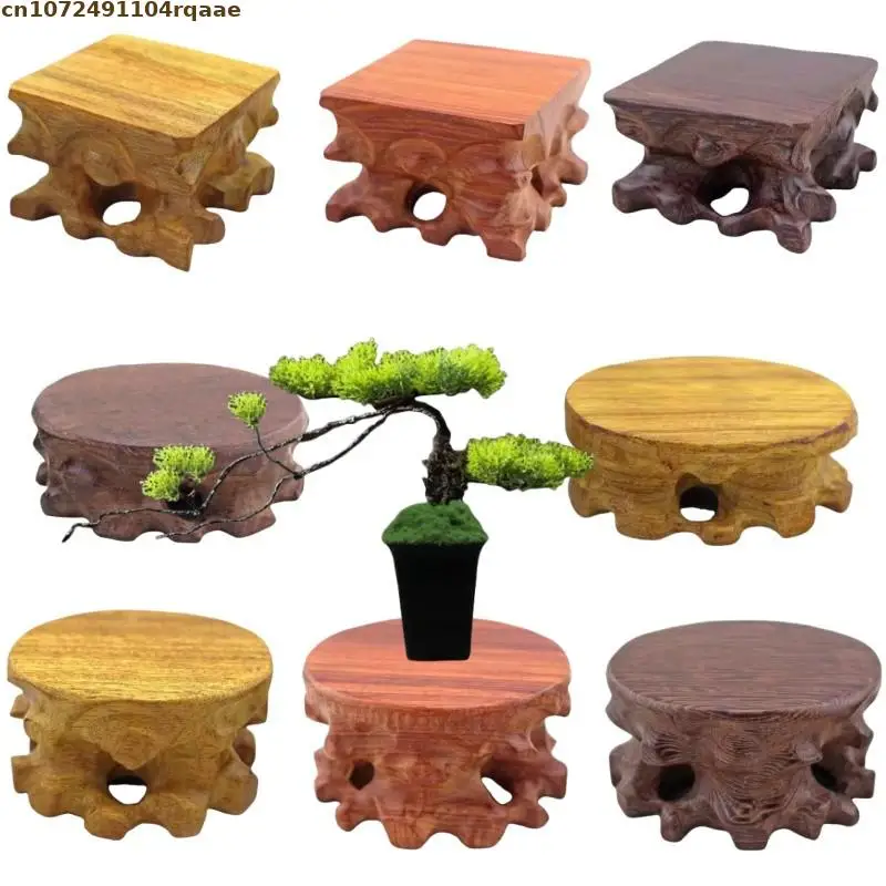 

Simple Natural Solid Wood Bonsai Holder Plant Decor Shelf Standing Flower Base Tea Sets Pedestal Vase Flower Pot Sorting Table