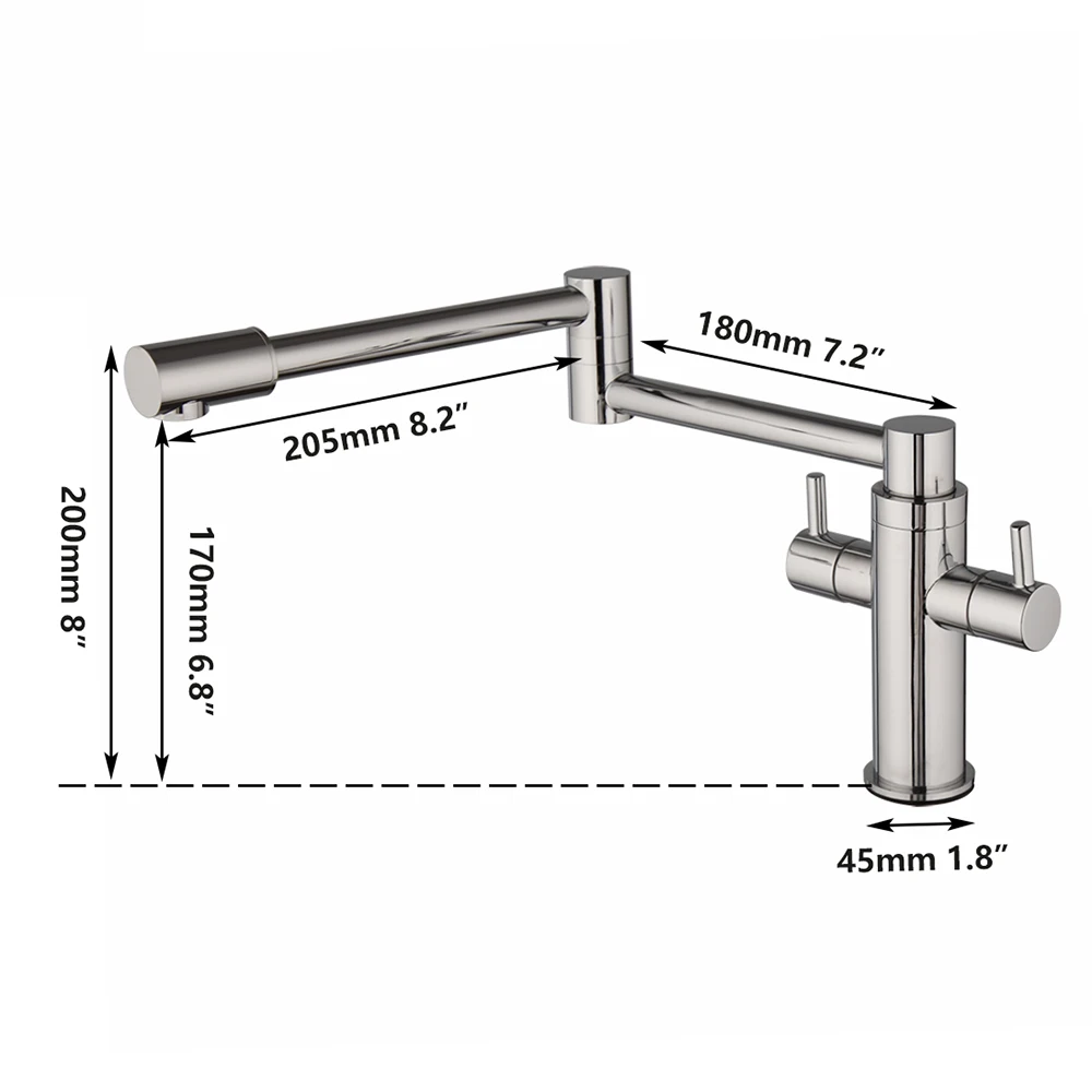 Monite Swivel Kitchen Sink Faucet Single Handle Hot And Cold Mixer Tap Chrome Finish Faucet Brass Folding Swivel Deck Mounted