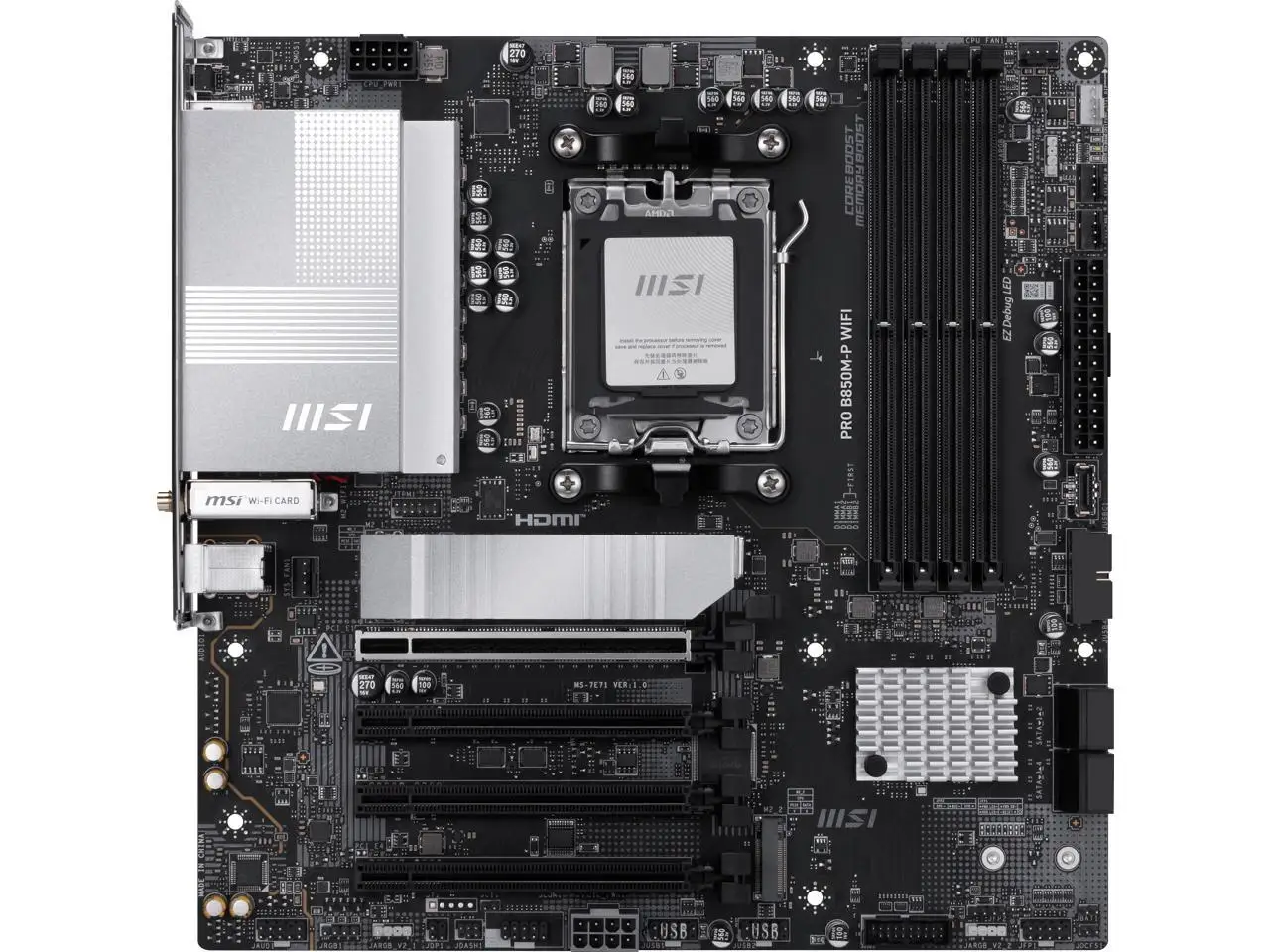 MSI PRO B850M-P WIFI AM5 AMD B850 support PCIe 5.0 SATA 6Gb/s Displayport1.4 HDMI Wi-Fi 7 5G LAN, Bluetooth 5.4,Micro ATX ,AMD Motherboards
