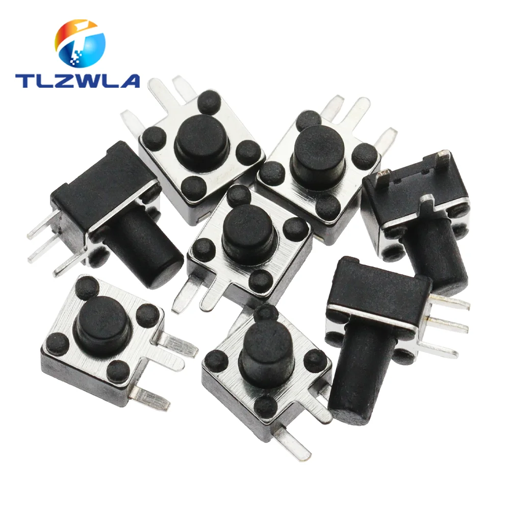 50PCS Micro Switch 4.5*4.5 3P Button Momentary Tactile Tact Push 3 Pin DIP Rgiht Angle 4.5x4.5x3.8/4.3/4.5/4.8/5/6/7/8/9/10 mm