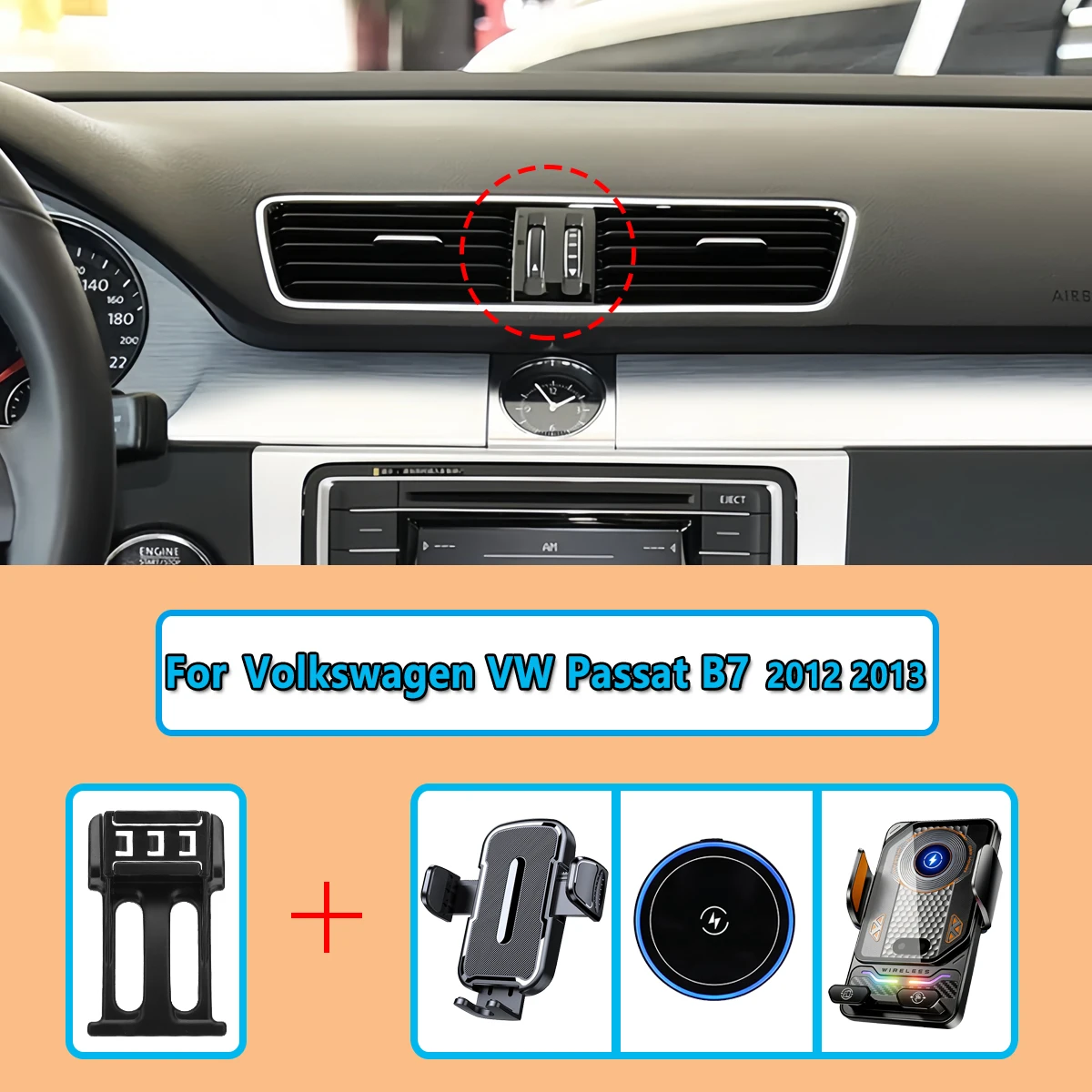 Special Designed For Volkswagen VW Passat B7 2012 2013 Car Phone Holder Wireless Charging Magnetic Support Car For MagSafe Base