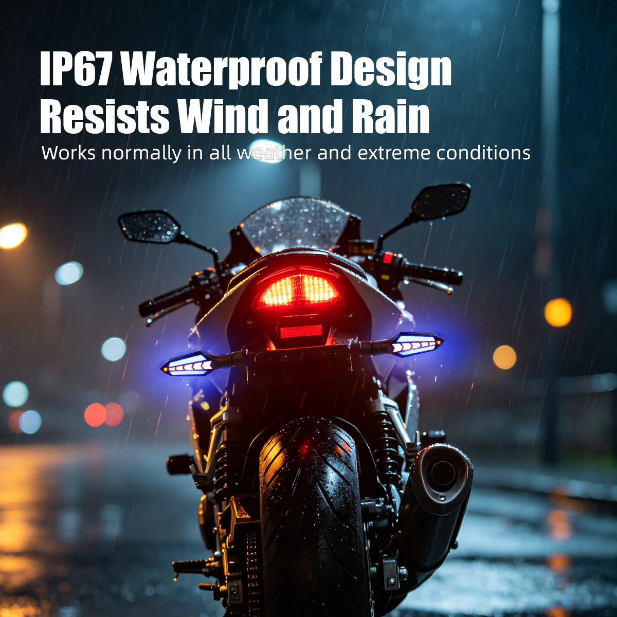 1Pair Motorcycle LED Turn Signals Light Double-Sided Arrow Flowing Water Blinker Light Motor LED Front Rear Indicators Light