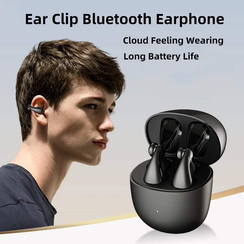 

New Earclip Eaphone Bluetooth 5.3 Light Weight Stereo Sound Effect Long Battery Life Touch Control Listen Music Phone Call