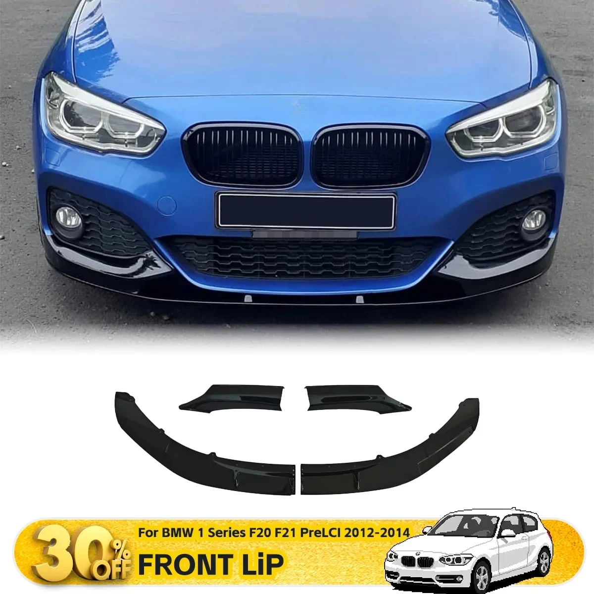 

Накладка-сплиттер на передний бампер для BMW 1 серии F20 F21 PreLCI 2012-2014, нижний спойлер, тюнинг-аксессуары