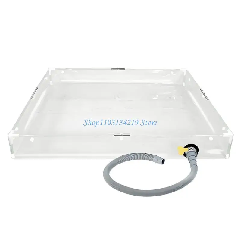 N5KC Portable Rinse Tray for Camp Shower Drainage, Fabric Wash Pan with Flat Storage and Water Outlet for Travel Use