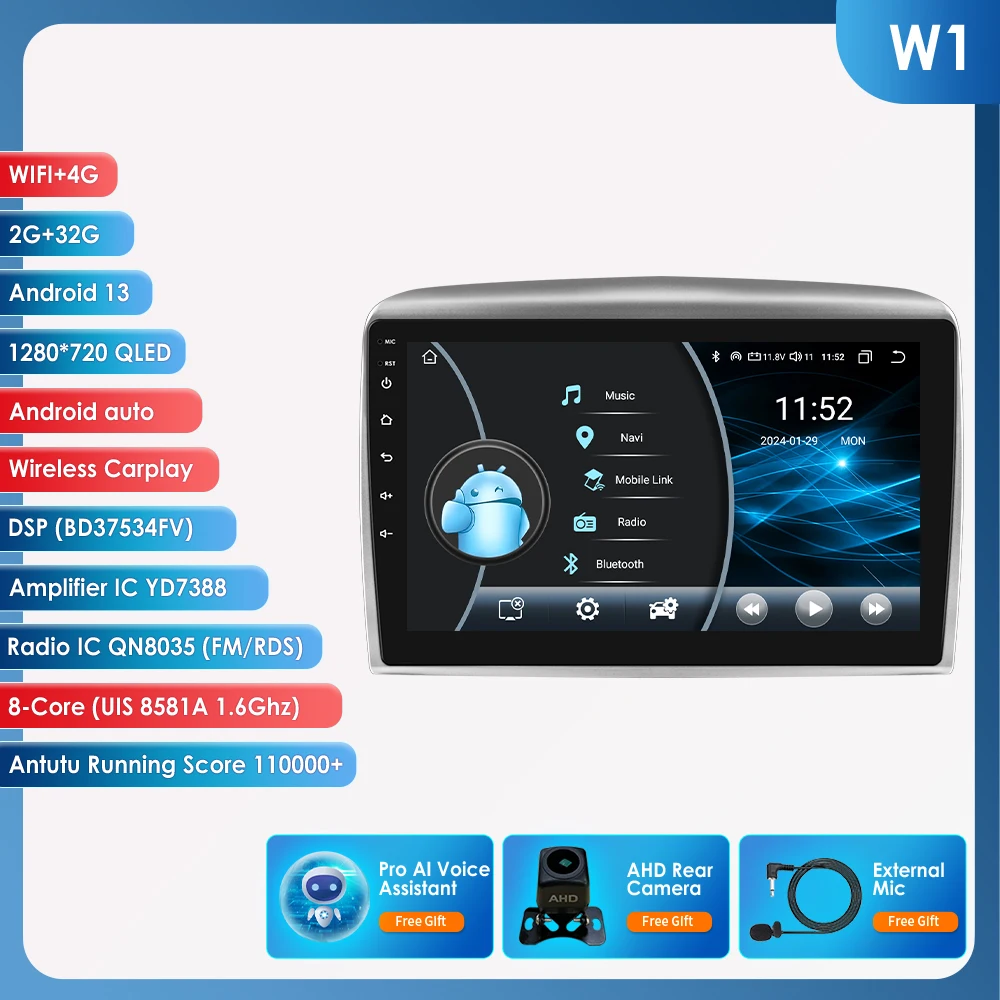 Draadloze CarPlay Android Auto autoradio voor Lancia Ypsilon 2006 - 2011 GPS Intelligent Systems Stereo Multimedia Autoradio 6115