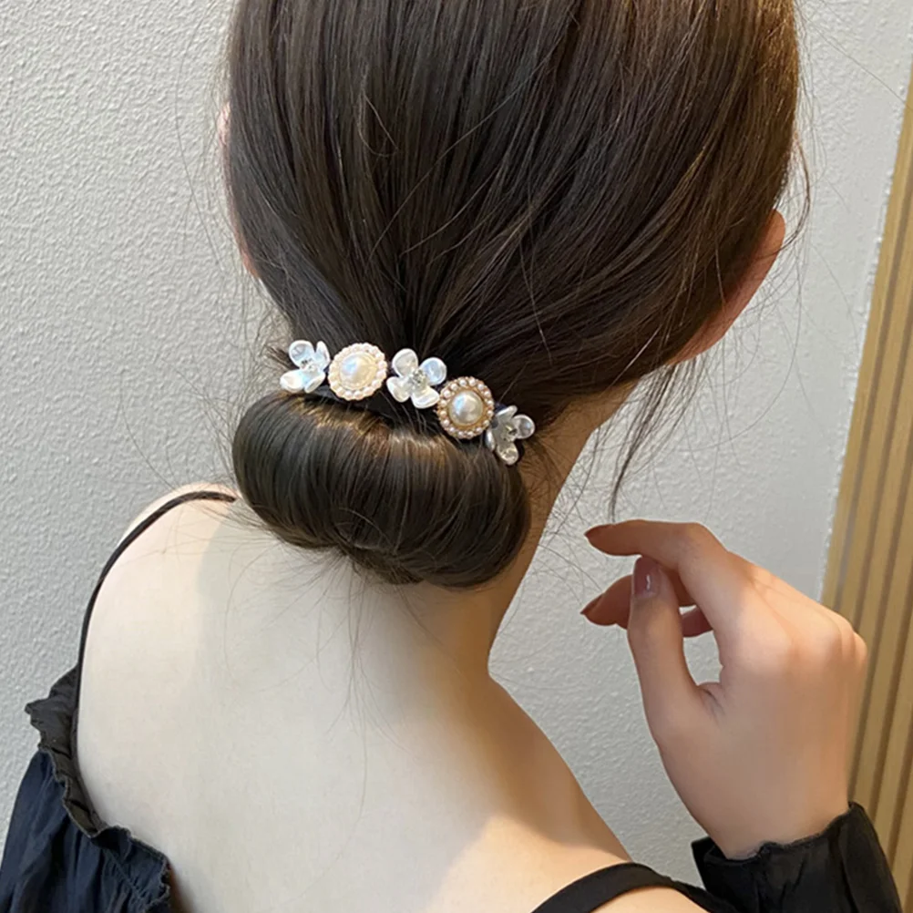 

Beautiful Ties Women Ponytail Holders Thick Hair Stylish Accessories Pearl Bands Scrunchies Hair Rings Updo Tools Hairstyling