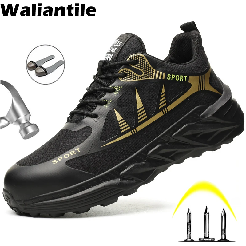 

Waliantile New Men Work Safety Shoes Sneakers For Daily Working Boots Steel Toe Puncture Proof Security Indestructible Shoes Man