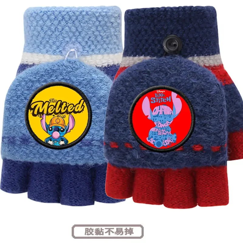 Disney Snoopy cartoon cute gloves winter thickened knitted creative personality five-finger warm half-finger flip holiday gift