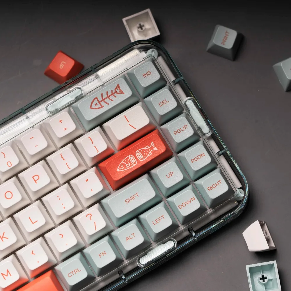 Salmon HSA Keycaps 132 keys PBT Thermal Sublimation Key Cap for Customized MX Switch Gamer Mechanical Keyboard AJAZZ AULA