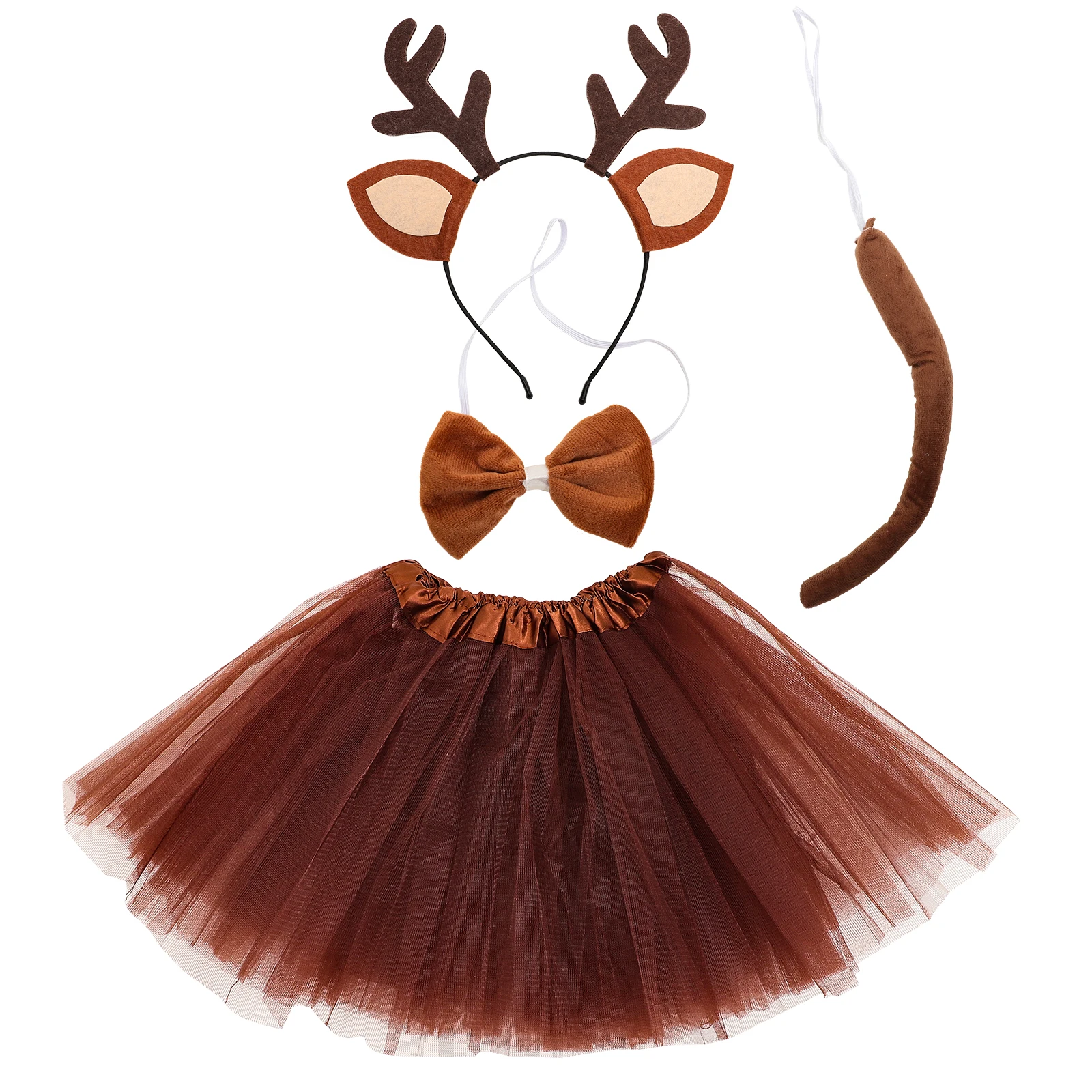 

1 set Reindeer Antler Headband Set Animal Cosplay Costume for Girls Women Tutu Skirt Bowtie Tail Party Halloween Role Play Stage