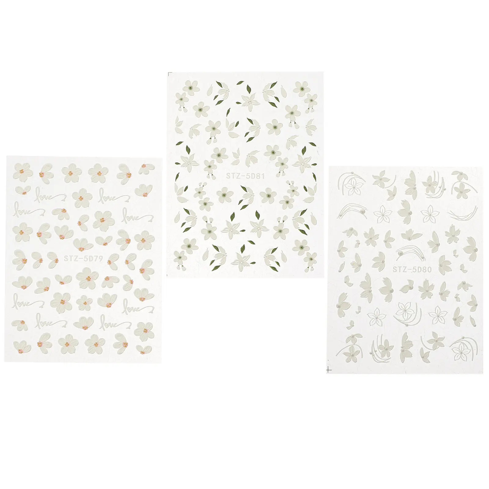 

3 листа наклеек для ногтей из смолы с цветами и стразами, УФ-аксессуары для маникюра, цветочные декоративные наклейки, DIY-дизайн, контейнеры для хранения