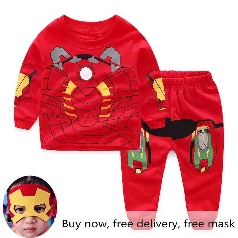 2023 ربيع الخريف للأطفال مجموعة الاطفال النائمون بنين بنات سوبر بطل الكرتون طويلة الأكمام بيجامة ملابس خاصة 2-7T شحن مجاني