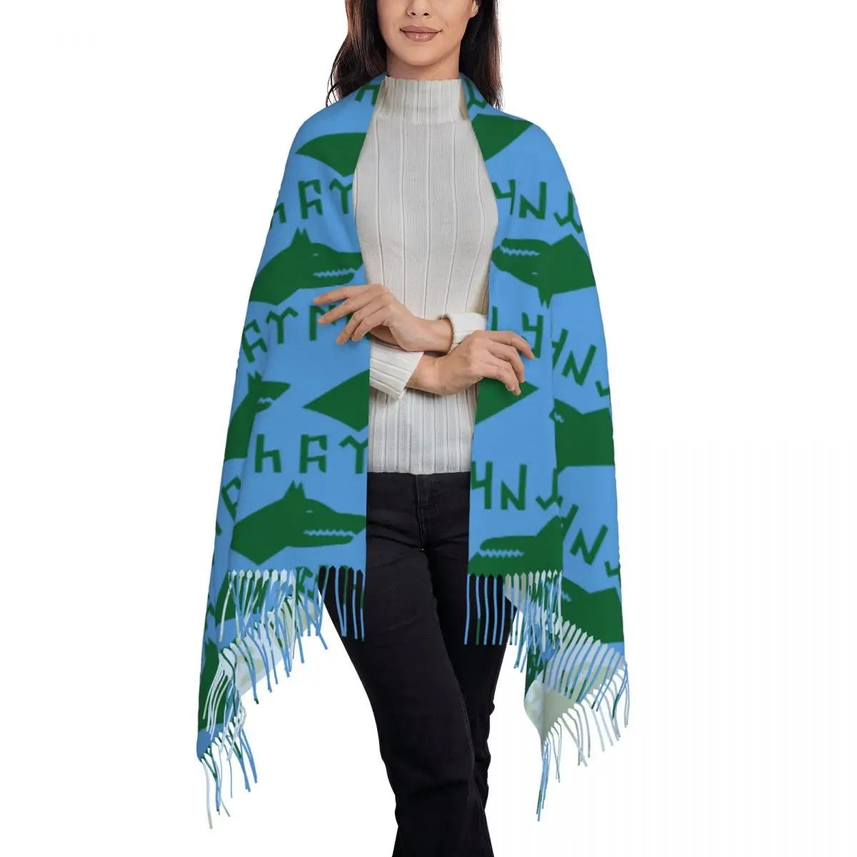 Bozkurt Song Logo Scarf Tassel Scarves Women Soft Warm Shawls and Wraps Long Fall Winter Shawl Wrap
