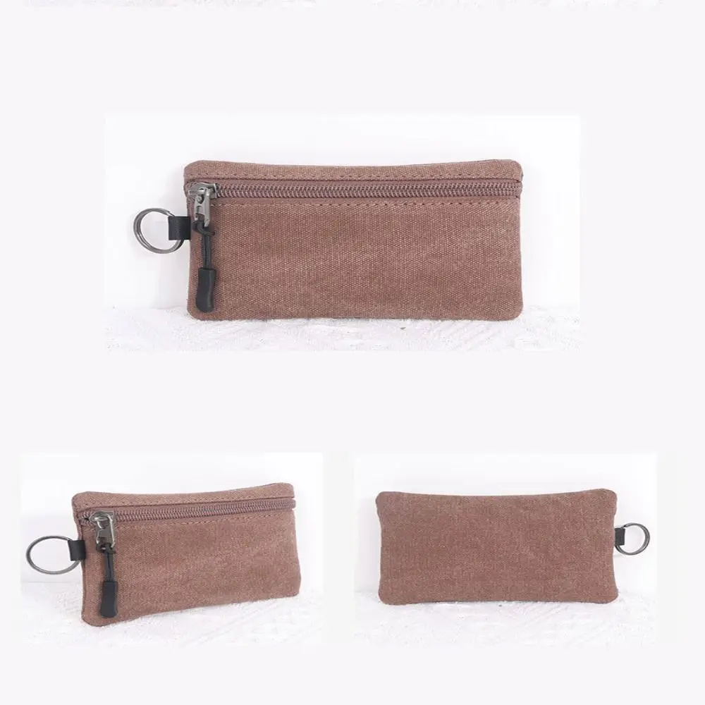 Canvas Mini Coin Wallet Bag Solid Color Zipper Key Bag Money Pocket Purse Women Men Small Card Holder Change Coin Purses