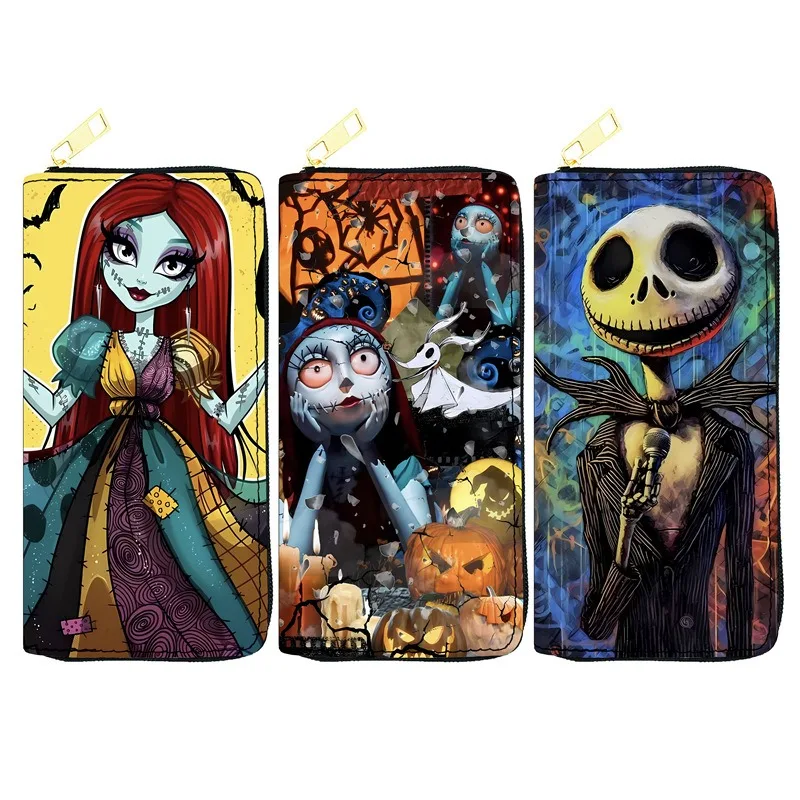 

The Nightmare Before Christmas Wallet Zipper PU Long Cartoon Movie MultiFunction Large Capacity Change Storage Money Bag Gift