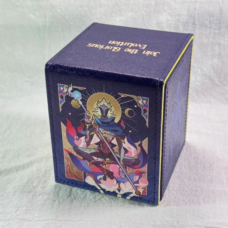 

Runes Battlefield Viktor TCG DIY Large Capacity Leather Card Box Thickened Anime Game Collection Card Storage Box 9*11cm