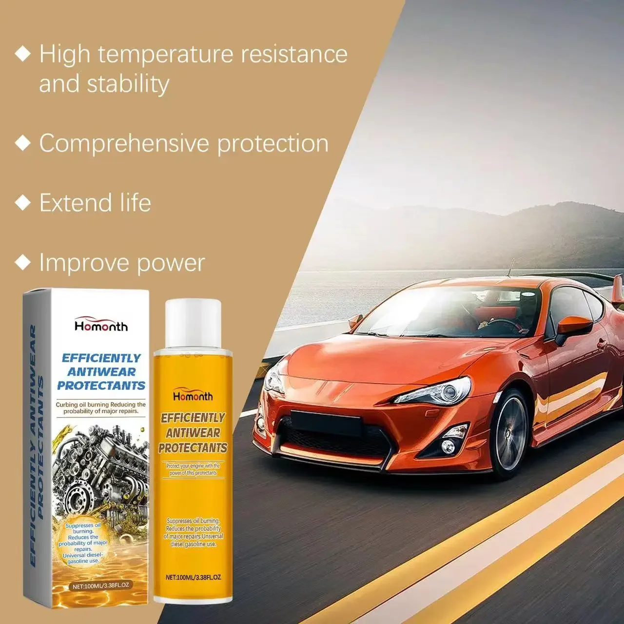 Engine Repair Fluid Anti-Wear Engine Oil 3.3oz Engine Oil Noise Reduction Wear-Resistant Reduce Friction Protective Effects