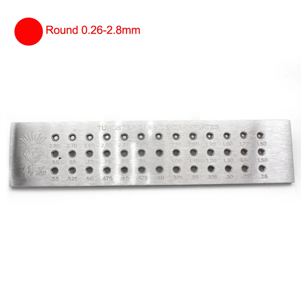 Tungsten Carbide Wire Drawplate 52 Holes Round Shape 0.26-4.10mm Jewellers Draw Plate