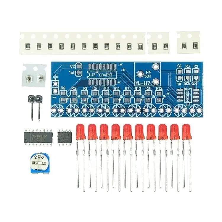 Kit Elektronik Pintar NE555+CD4017 Kit DIY Modul LED Lampu Mengalir Air Ringan