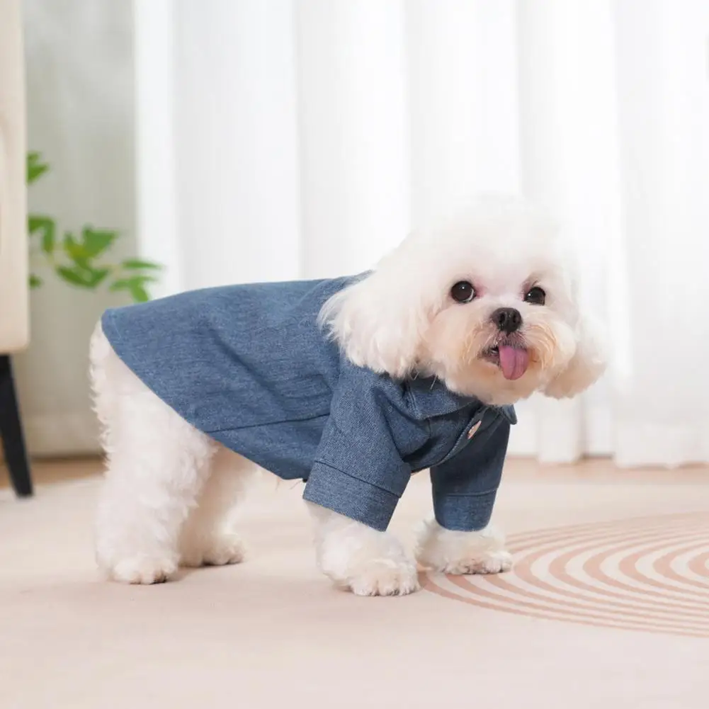 Easy Buckle Pet Shirt Pet Denim Shirt Funny Transform Costum Fashionable Boy Uniform Soft Breathable Dog Apparel for Wear