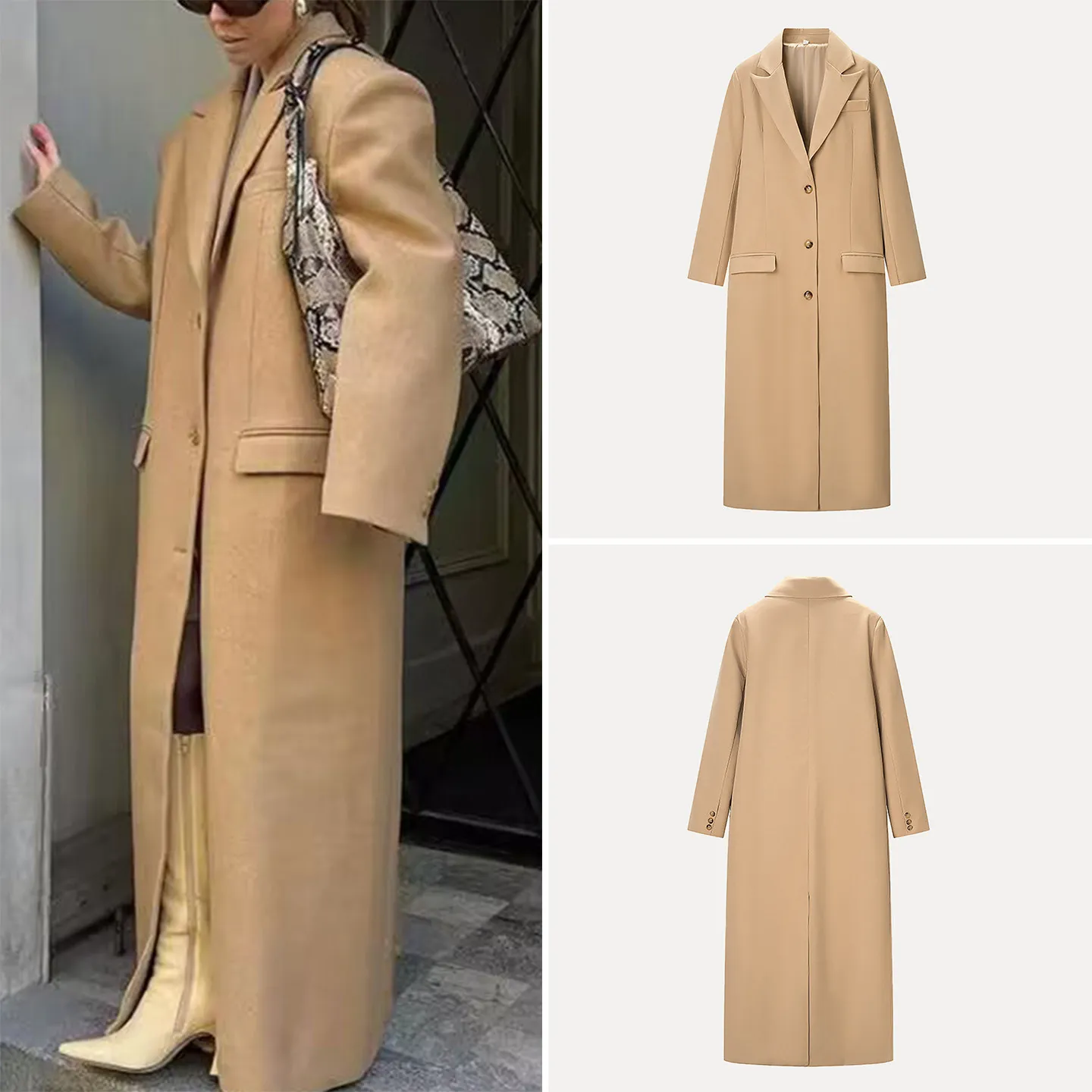 

2025 Winter New Women's Casual Long Sve Turn-down Collar Single Button Coat Faionable Loose Fit Windbreaker for Daily Use