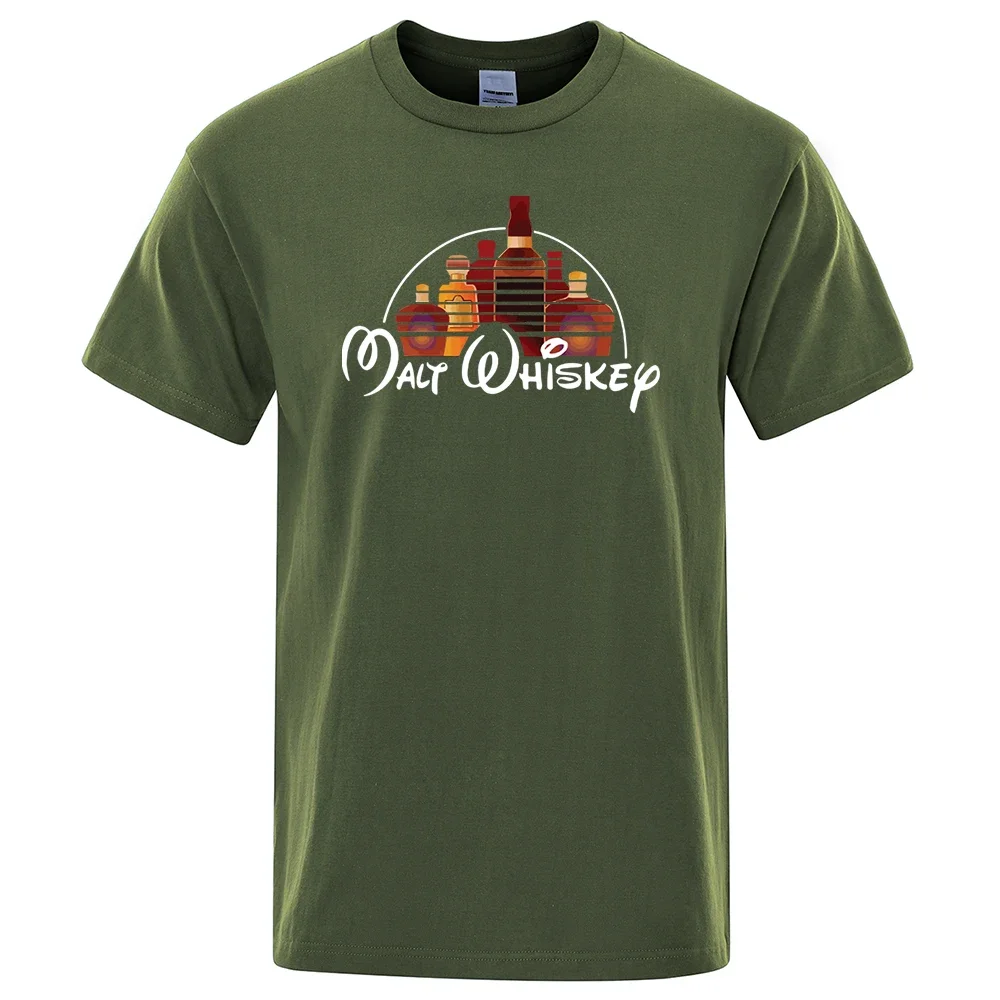 2025 new model Malt Whiskey Printed T-Shirt Funny Alcohol Drunk Mens Short Sleeve Loose Tees Fashion Street Clothing Summer Tops