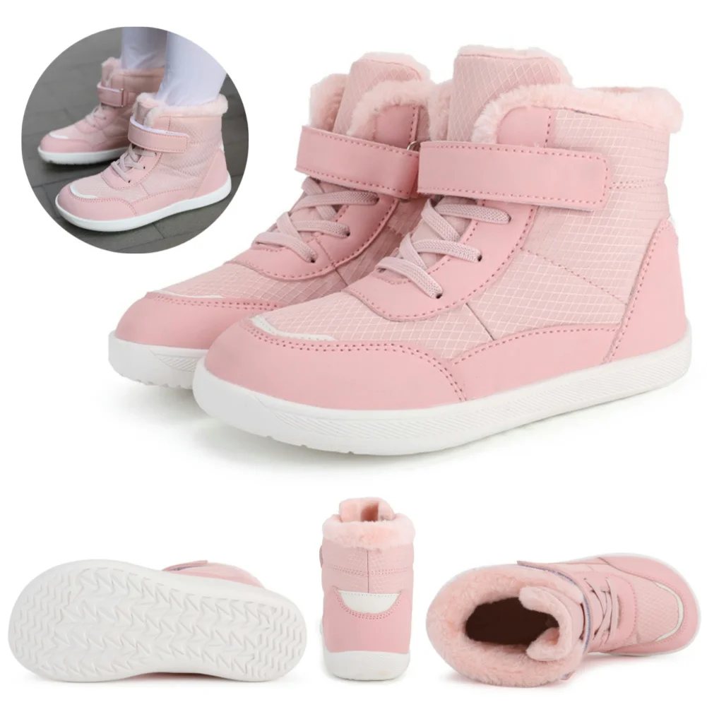 Kids Winter Walking Hiking Shoes Waterproof Warm Fur Snow Hiking Boots Non-Slip Child Sneakers Comfortable Anti-Collision