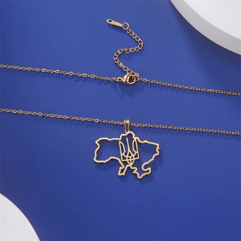 Mode Umriss Ukraine Karte Halskette Kette Halsband Hals Edelstahl Schmuck Ästhetische Halsketten Geschenke accesorios para mujer – Detail 14