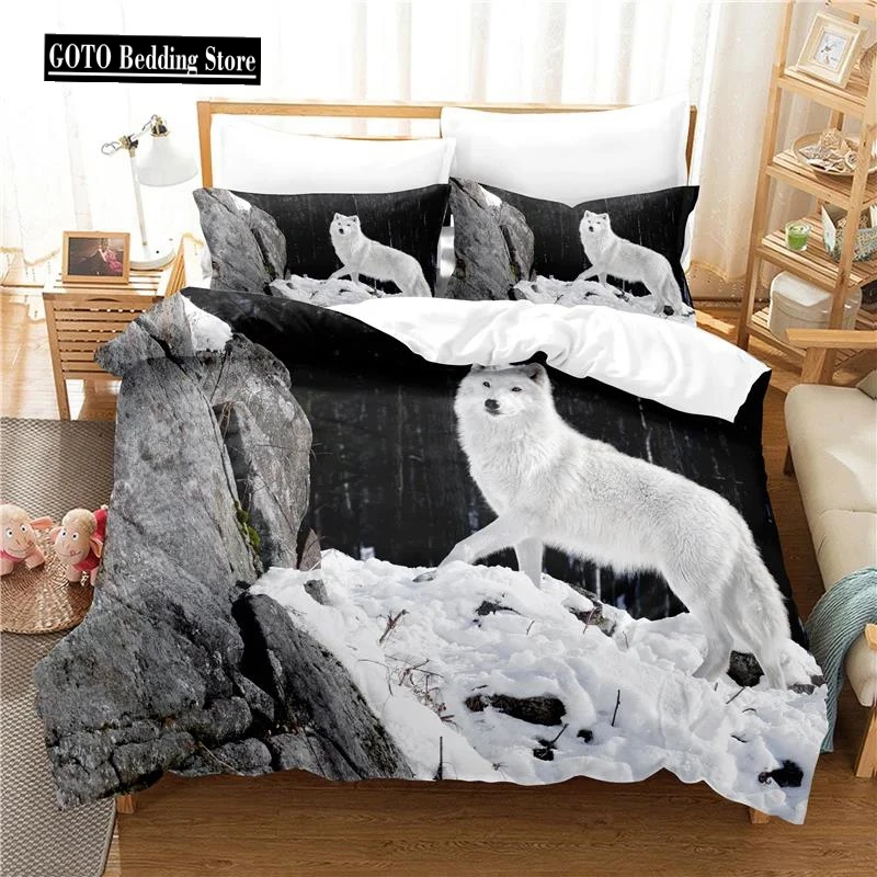 

3D Print Wolf Dekbedovertrek 200x200 Duvet Cover Set Home Bedding Sets European American Style Animals Bed Linens Cover Twin