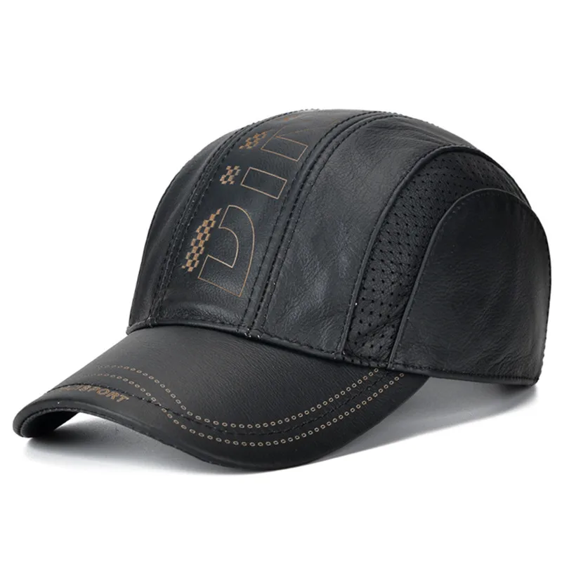 

New Autumn Personality Cowhide Baseball Caps For Men Natural Genuine Leather Cap Snapback Cap Simple Fashion Men's Leather Hat