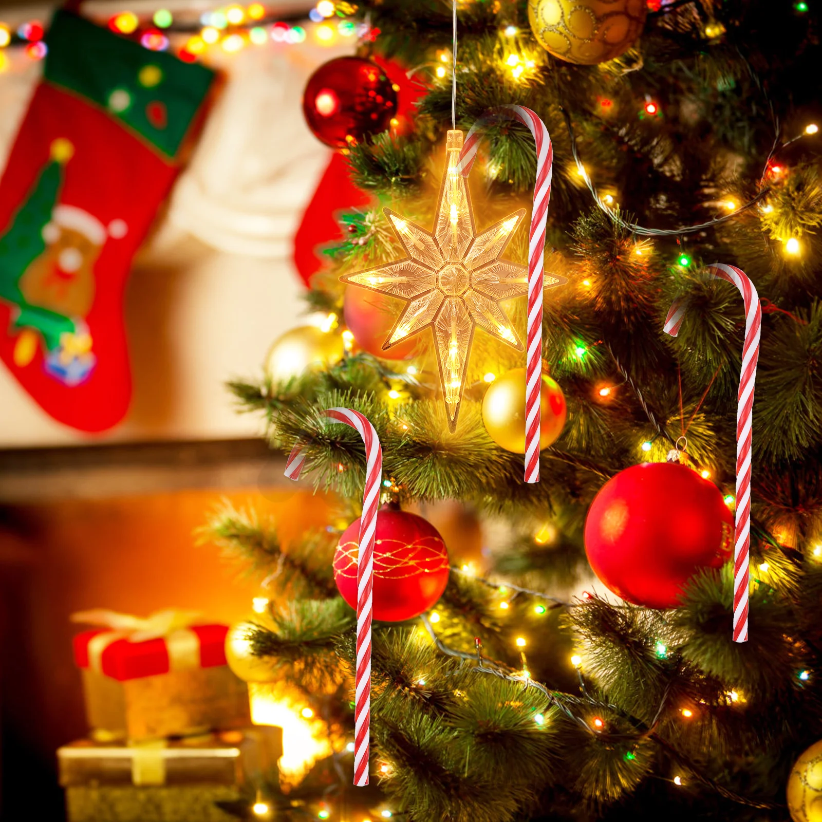 

30Pcs Christmas Tree Hanging Candy Canes 15Cm Red White Xmas Twisted Decorations Holiday Party Favors Christmas Tree Hanging