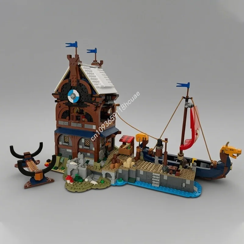 

1759pcs MOC Medieval Viking Dock Creator 3 1 Castleed Model Toy Building Blocks Assemble DIY Creative Christmas Gifts Brick Kids