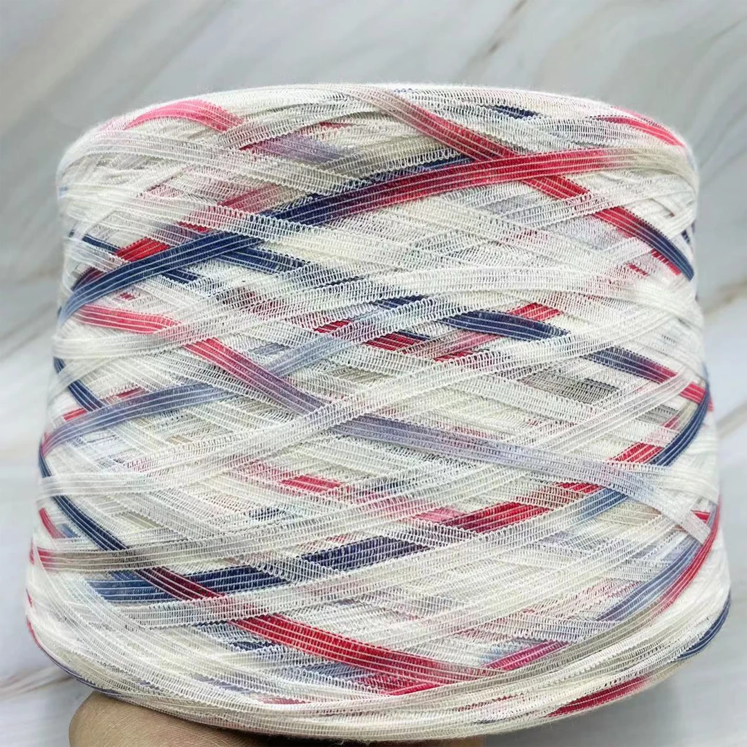 

500 г Космический краситель, плоская лента, пряжа средней толщины, пряжа для вязания крючком, вязаная сумка, шапка, пряжа для ручного вязания, хлопчатобумажная нить, акриловая пряжа