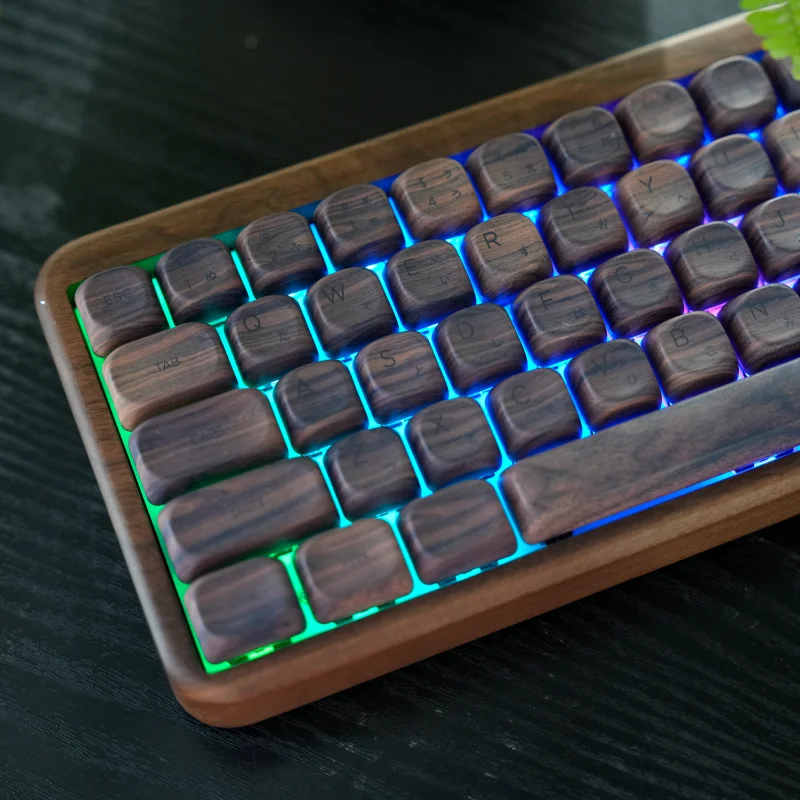 Wood Grain Theme Keycaps Set PBT Sublimation MOA Profile Keycaps for Mechanical Keyboard Custom Walnut Wood Key Caps MX Switch