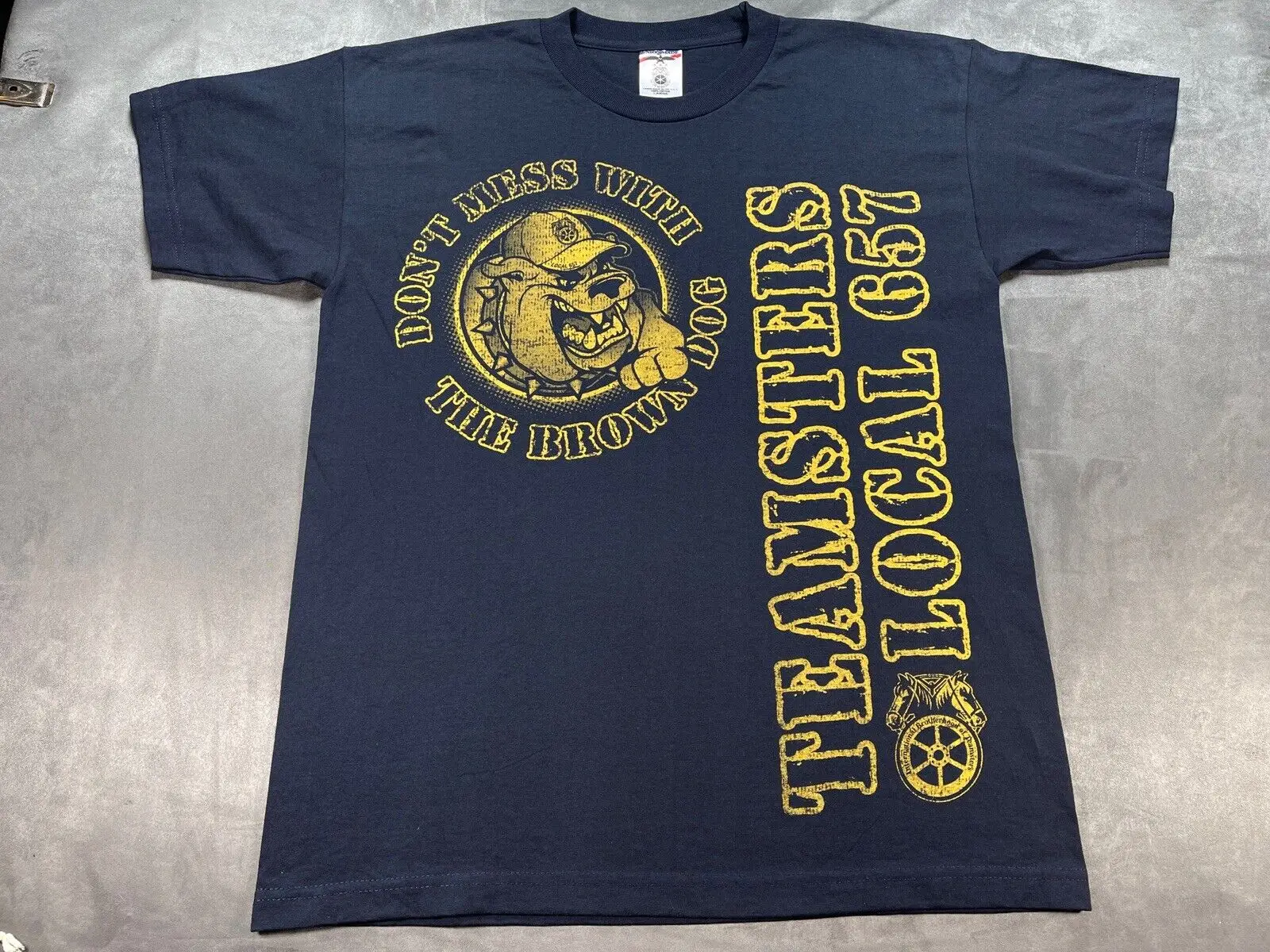 

Vintage TEAMSTERS Local 657 Black Union Made Shirt Y2K Dont Mess with Brown Dog