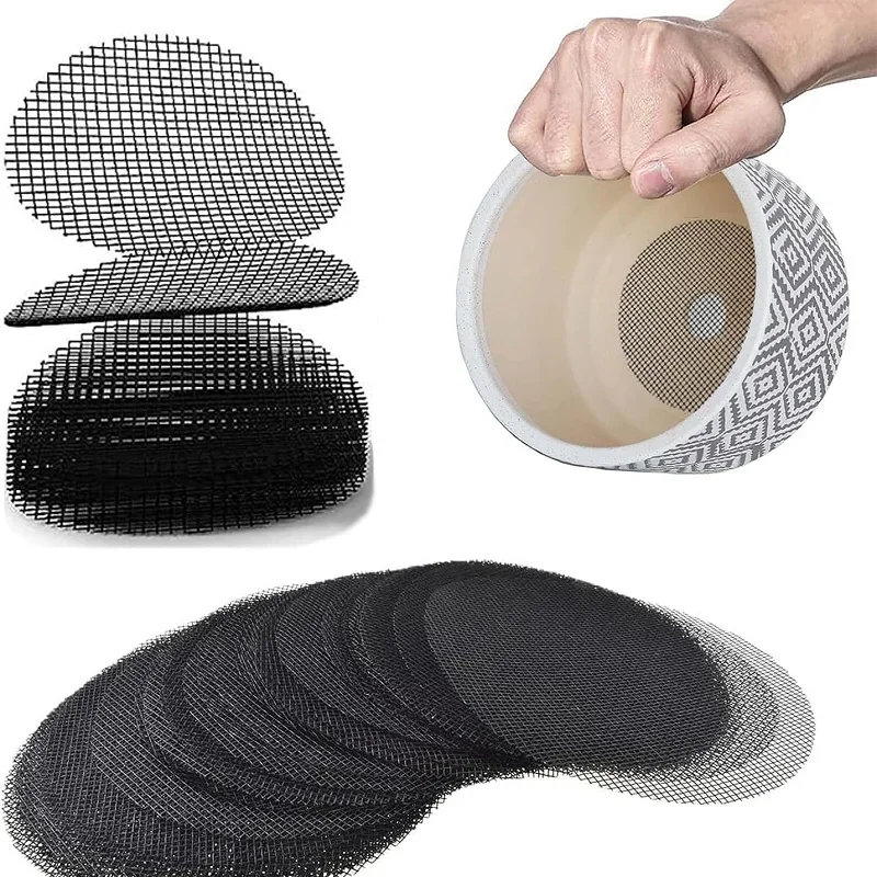 Flower Pot Hole Mesh Pad, Drainage Hole, Prevent Soil Loss and Anti-Slip, Bonsai Bottom Grid Mat, Gardening Gifts 20-50-100 Pack