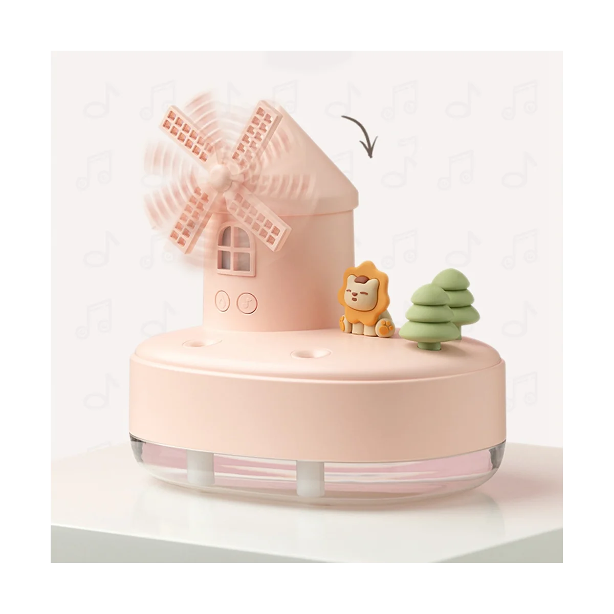 650Ml 가습기 디퓨저, USB 더블 스프레이 노즐, 무선 디퓨저, LED 라이트 뮤직 박스, 핑크