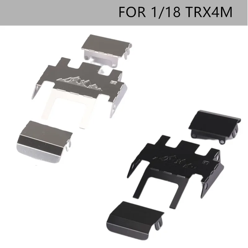 1/18 TRX4M-M modelo Universal coche de escalada protección inferior de Metal mejorada + dos huevos protección juego de tres piezas/negro