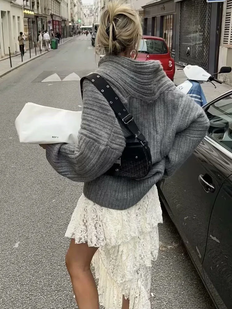 

Свободный вязаный пуловер с рукавами на одно плечо, женская ленивая верхняя одежда 2025 года, винтажные женские свитера с открытыми плечами, осенние женские длинные